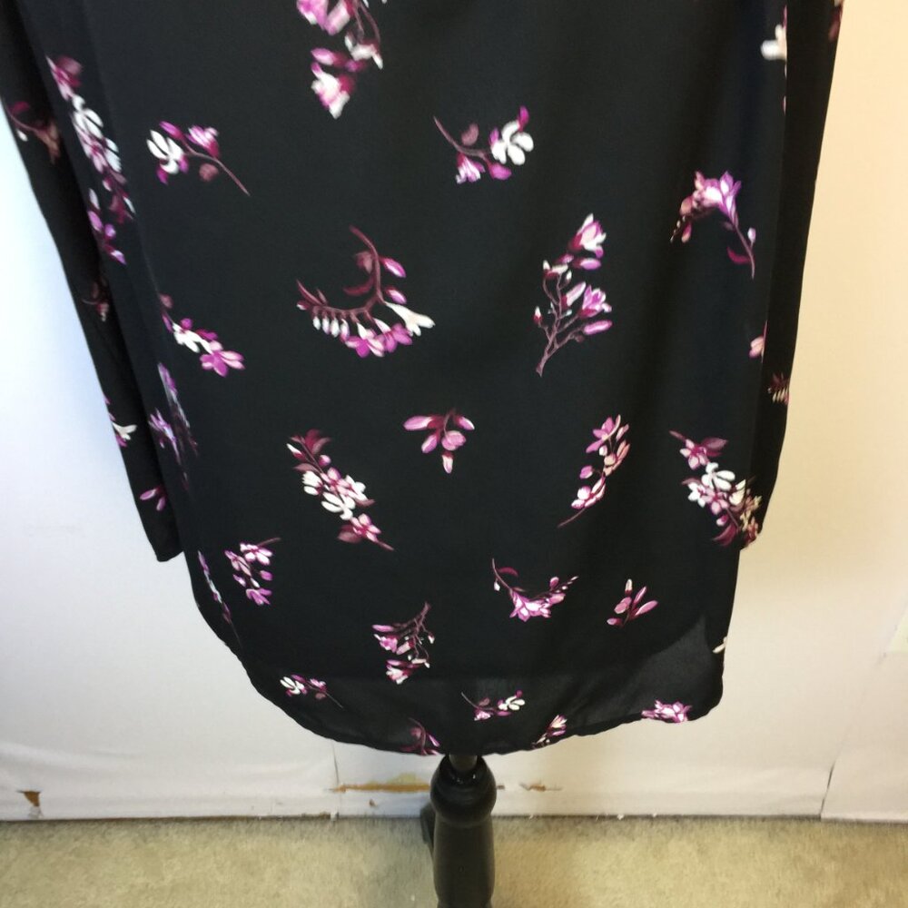 Worthington Blouse Tank Top Size 2XL XXL Womans Black Purple Floral Sleeveless - Picture 5 of 13